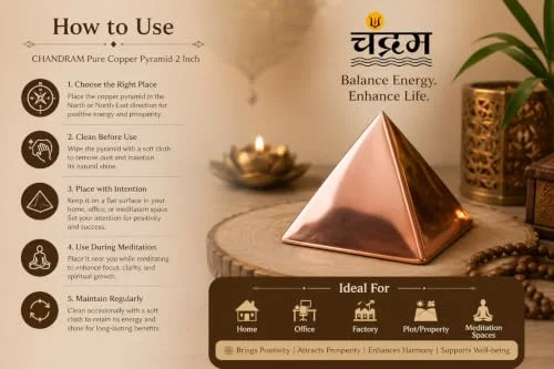Pure Copper Pyramid — 2 Inch Vastu & Feng Shui Décor — view 3