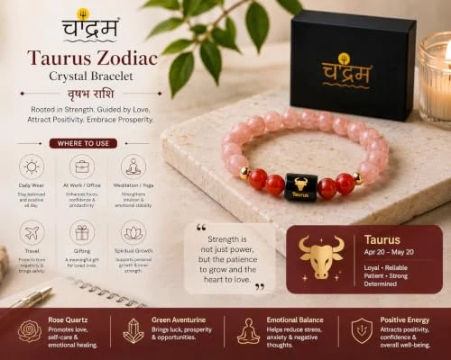 Taurus (Vrishabh Rashi) Zodiac Bracelet — Certified Sunstone & Carnelian — view 6