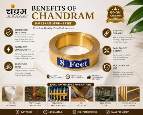 Pure Brass Strip for Toilet Treatment — 0.5 in × 8 ft × 0.2 mm — view 6