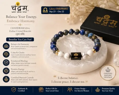 Libra (Tula Rashi) Zodiac Bracelet — Certified Lapis Lazuli & Howlite — view 2