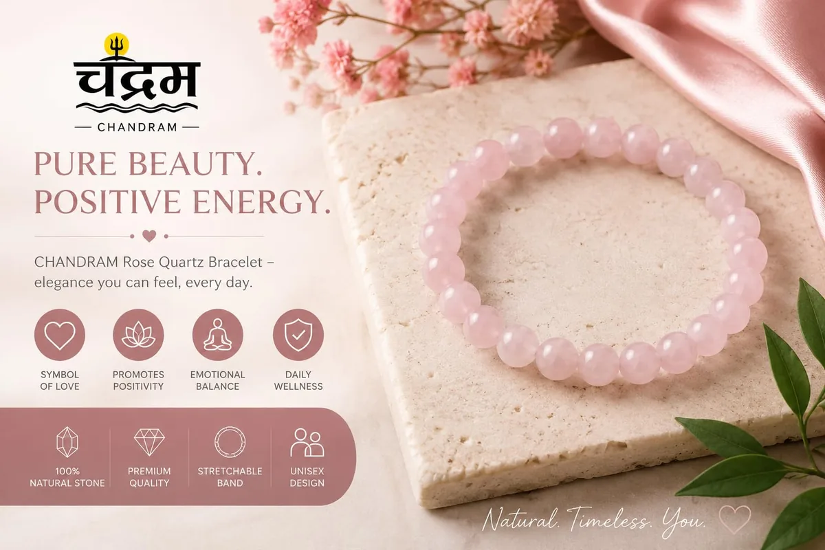Rose Quartz Natural Stone Bracelet — view 3