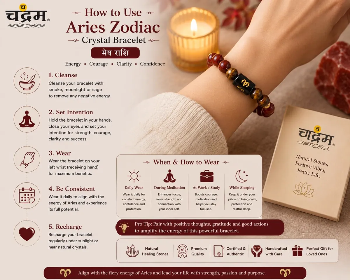 Aries (Mesh Rashi) Zodiac Bracelet — Certified Red Jasper & Tiger Eye — view 6