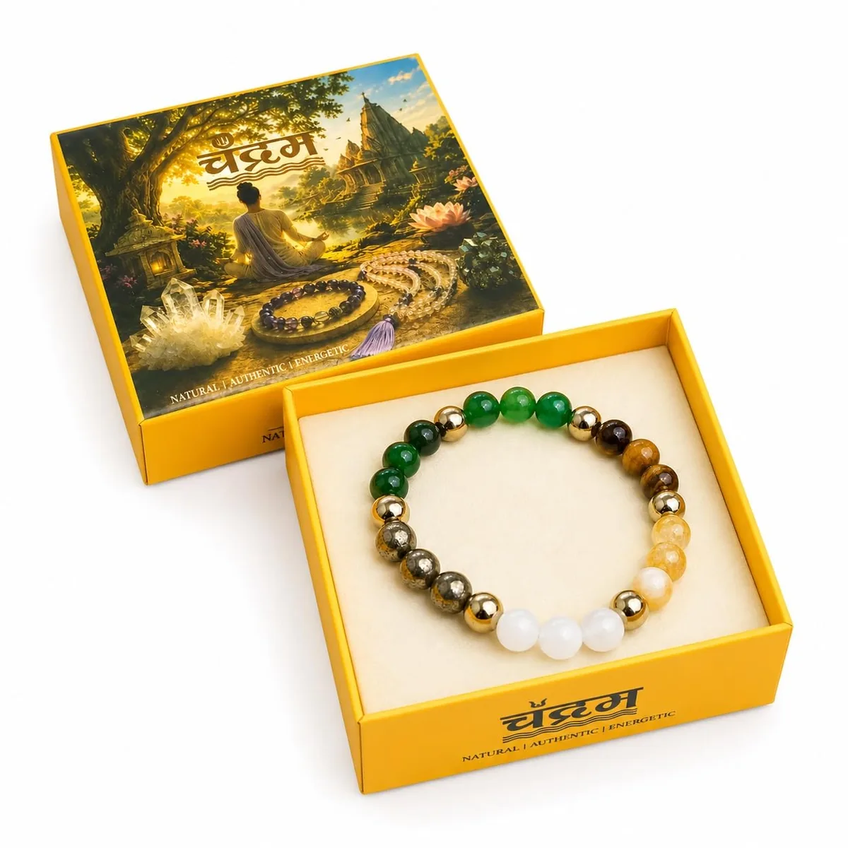 Dhan Yog Bracelet — Citrine, Jade, Tiger Eye, Clear Quartz & Pyrite