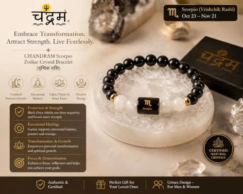 Scorpio (Vrishchik Rashi) Zodiac Bracelet — Certified Black Obsidian & Milky Quartz — view 2