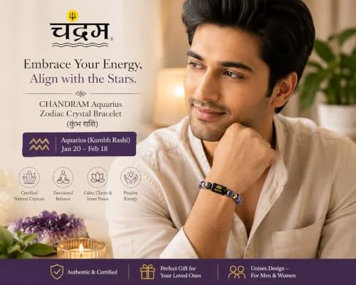 Aquarius (Kumbh Rashi) Zodiac Bracelet — Certified Amethyst & Lapis Lazuli — view 3