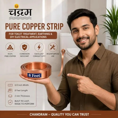 Pure Copper Strip for Toilet Treatment — 0.5 in × 8 ft × 0.2 mm — view 5
