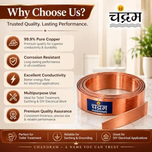 Pure Copper Strip for Toilet Treatment — 0.5 in × 8 ft × 0.2 mm — view 7