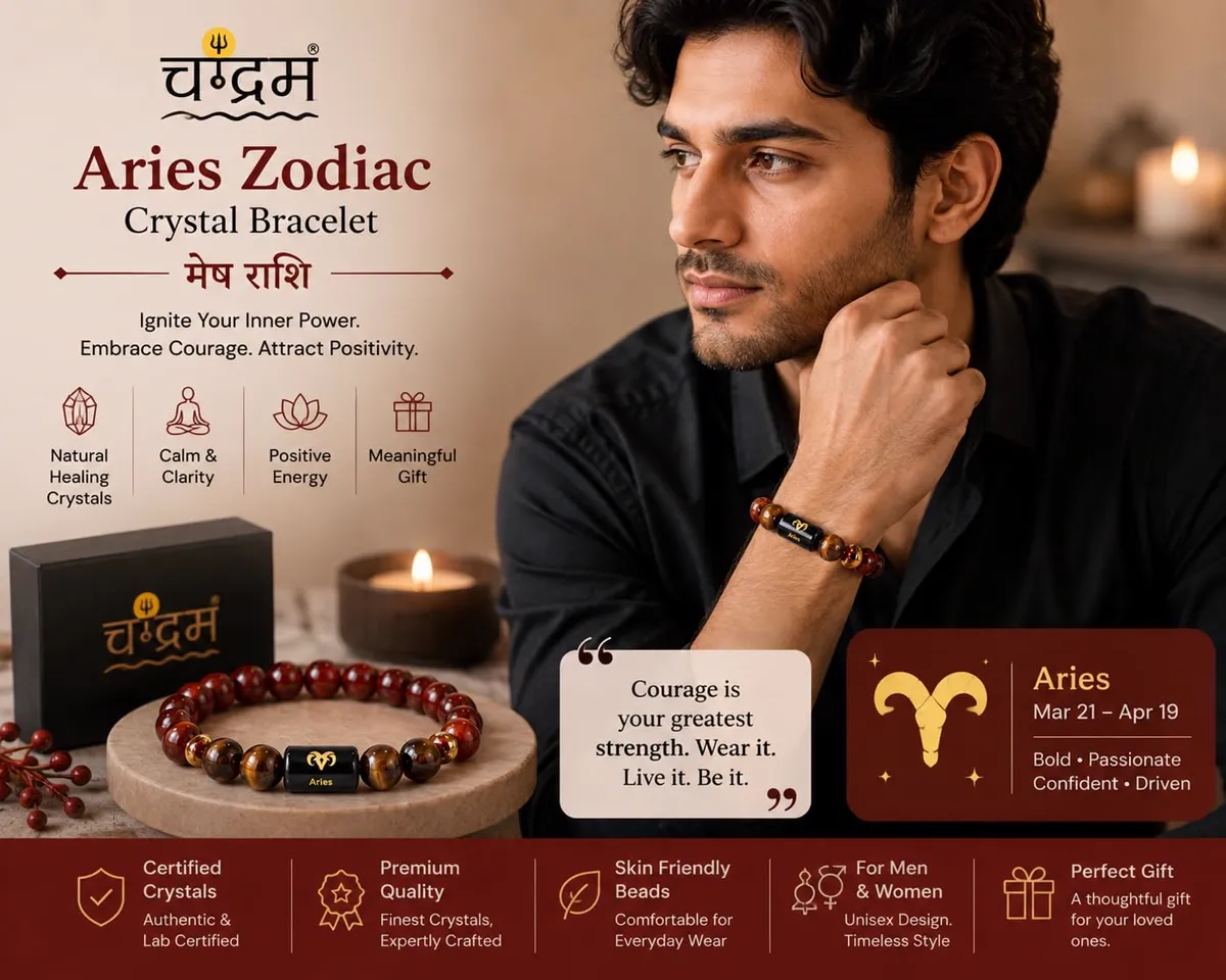 Aries (Mesh Rashi) Zodiac Bracelet — Certified Red Jasper & Tiger Eye — view 2