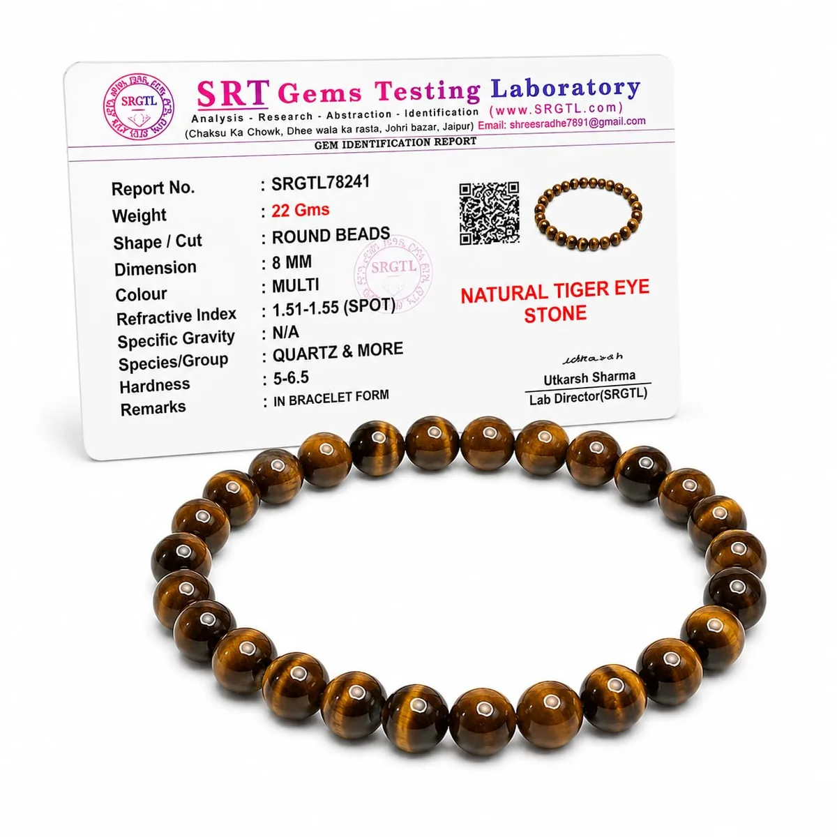 Bold Spirit Tiger Eye & Citrine Bracelet in Certified Tiger Eye & Citrine beads on stretchable elastic — how to wear and energise it, from Chandram