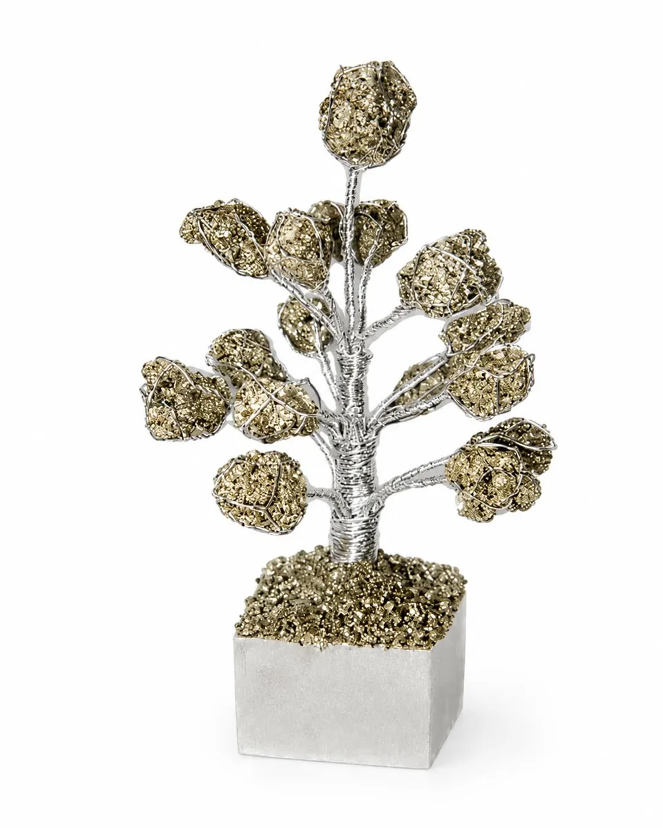 Selenite Pyrite Silver Wire Crystal Tree