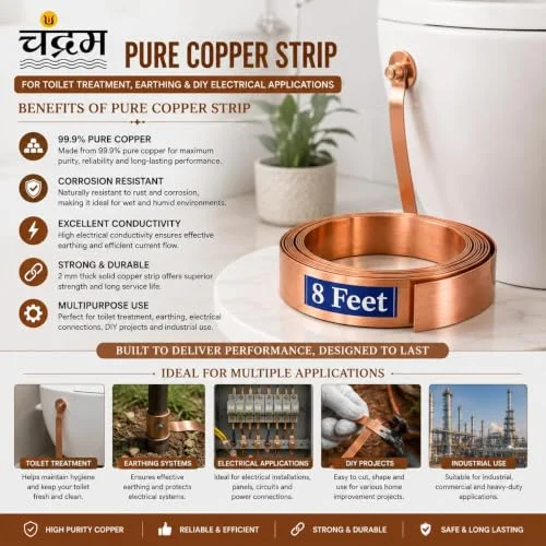Pure Copper Strip for Toilet Treatment — 0.5 in × 8 ft × 0.2 mm — view 6