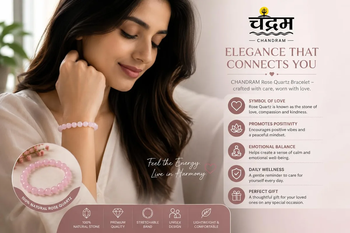 Rose Quartz Natural Stone Bracelet — view 4