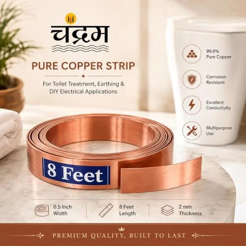 Pure Copper Strip for Toilet Treatment — 0.5 in × 8 ft × 0.2 mm — view 3