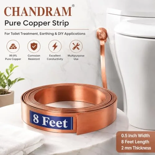 Pure Copper Strip for Toilet Treatment — 0.5 in × 8 ft × 0.2 mm — view 2