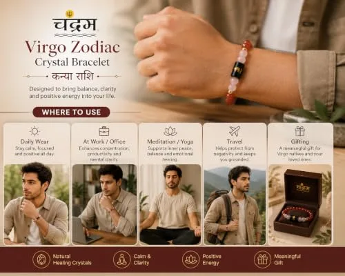 Virgo (Kanya Rashi) Zodiac Bracelet — Certified Carnelian & Milky Quartz — view 7