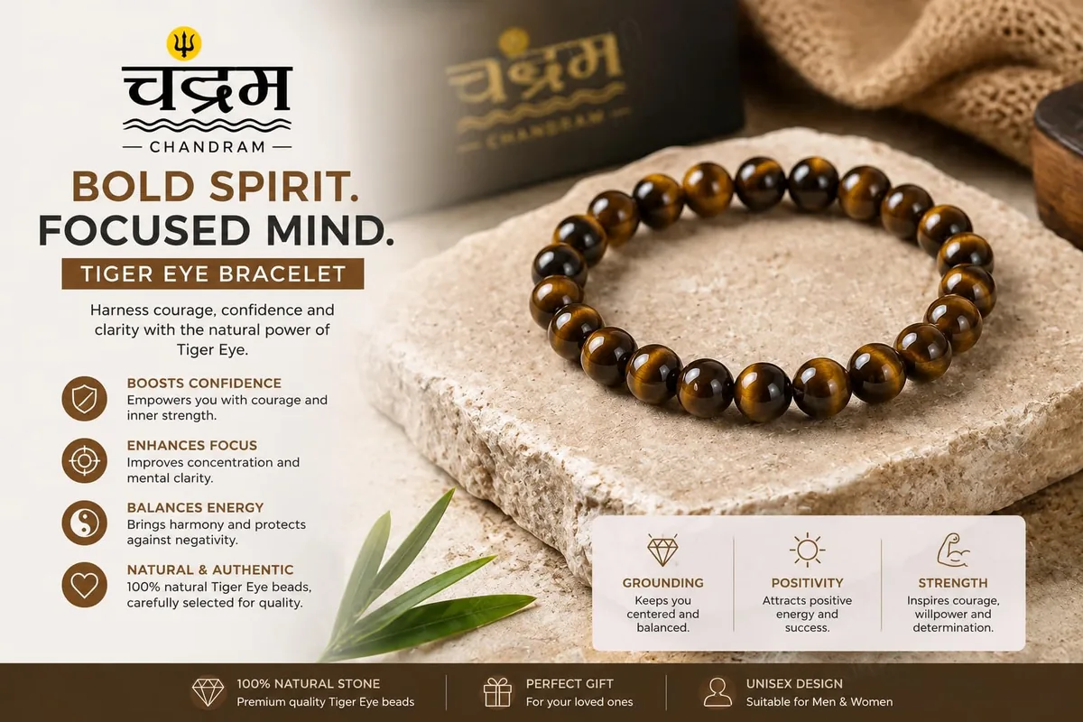 Bold Spirit Tiger Eye Natural Stone Bracelet — view 2