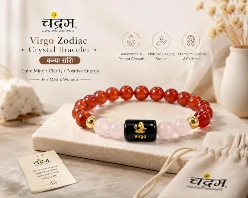 Virgo (Kanya Rashi) Zodiac Bracelet — Certified Carnelian & Milky Quartz — view 2