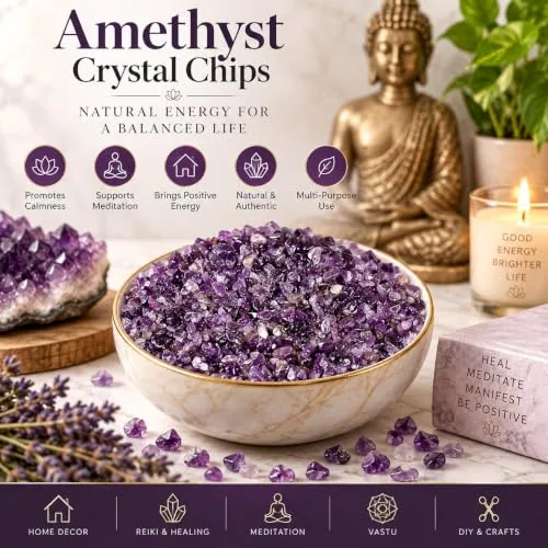Amethyst Crystal Chips — Natural Rough Stones, 100 g — view 2