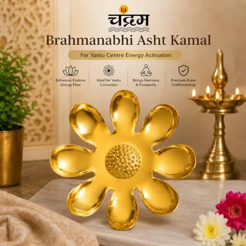 Brass Brahmanabhi Asht Kamal Lotus — Vastu Centre Activation (8 × 6 inch) — view 2