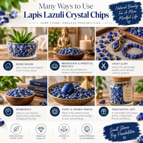 Lapis Lazuli Crystal Chips — Natural Rough Stones, 100 g — view 7