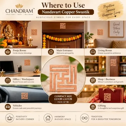 Nandavart Copper Swastik — 2.3 cm, Pack of 16 — view 5