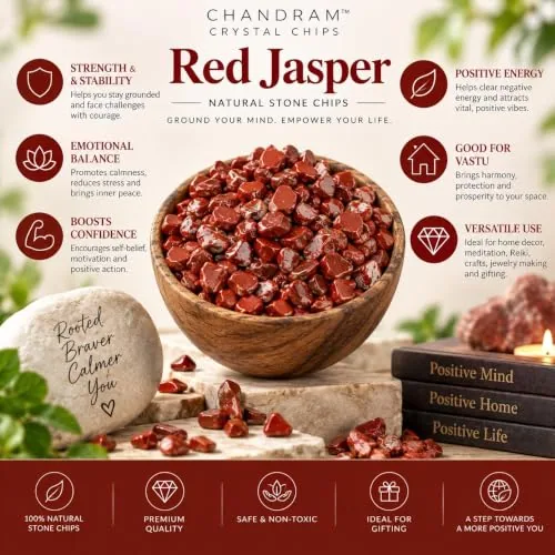 Red Jasper Crystal Chips — Natural Rough Stones, 100 g — view 3
