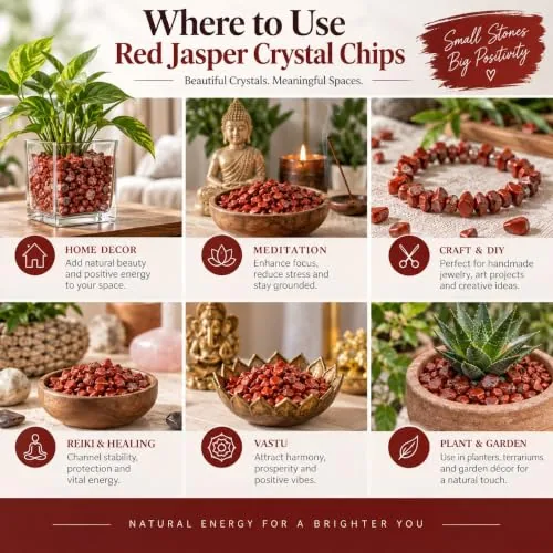 Red Jasper Crystal Chips — Natural Rough Stones, 100 g — view 7