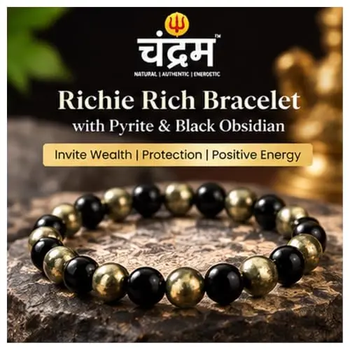 Richie Rich Crystal Bracelet — Pyrite & Black Onyx, 8 mm by Chandram — photo 7 of 8