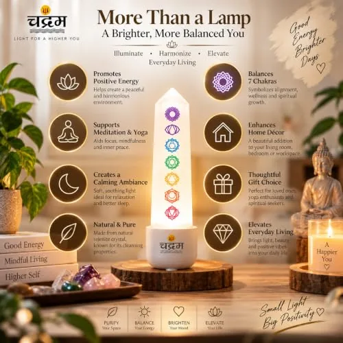 7 Chakra Selenite Crystal Lamp — Natural Reiki Night Lamp — view 7