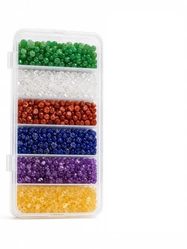 Vastu Energy Treatment Kit in Green Aventurine, Clear Quartz, Red Jasper, Lapis Lazuli, Amethyst & Citrine chips — 250 g each (1.5 kg total) — how to wear and energise it, from Chandram